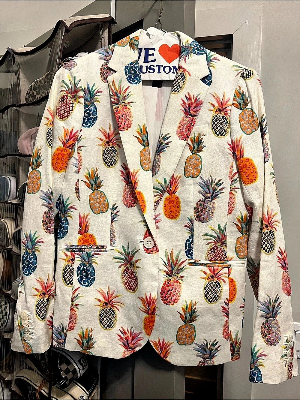 J. Crew Pineapple Print Blazer in White